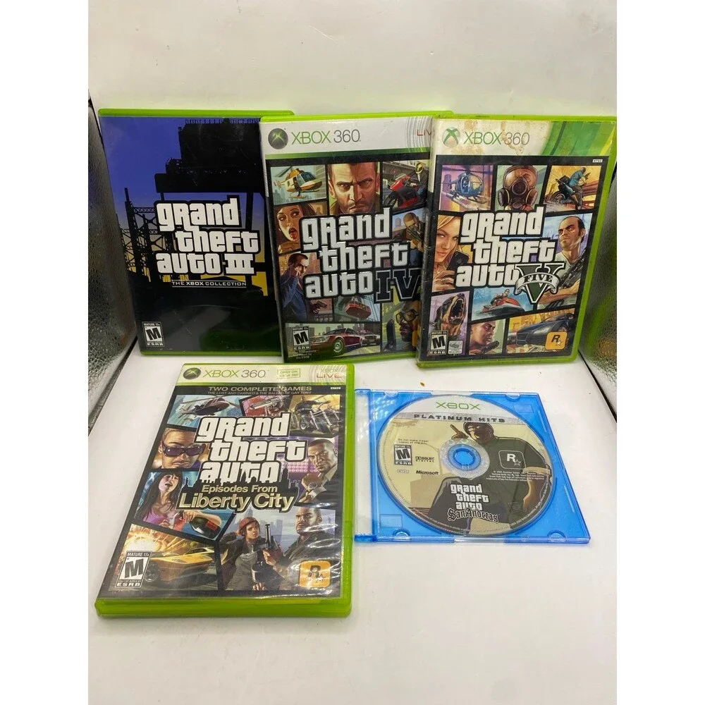 Grand Theft Auto Xbox Collection 3,4,5, San Andreas + liberty City - 5 game lot